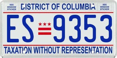 DC license plate ES9353