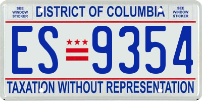 DC license plate ES9354