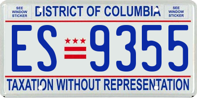 DC license plate ES9355