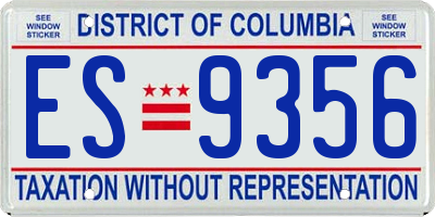 DC license plate ES9356