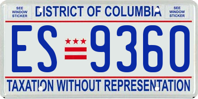 DC license plate ES9360