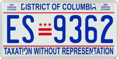 DC license plate ES9362