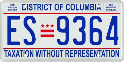 DC license plate ES9364