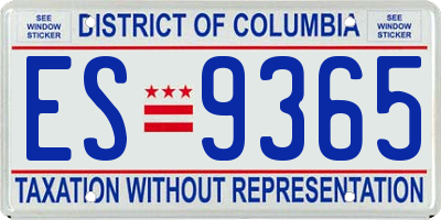 DC license plate ES9365