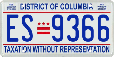 DC license plate ES9366