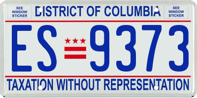 DC license plate ES9373