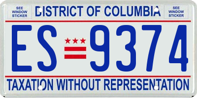 DC license plate ES9374