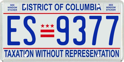 DC license plate ES9377