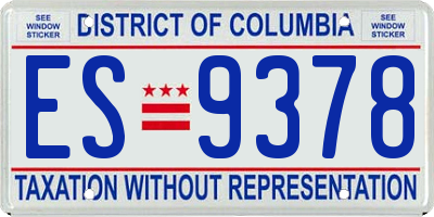 DC license plate ES9378