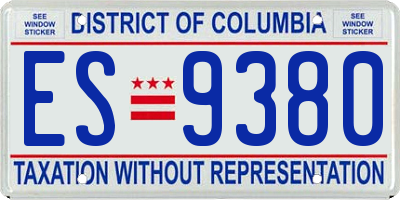 DC license plate ES9380