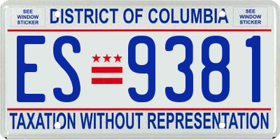 DC license plate ES9381