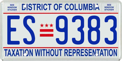 DC license plate ES9383