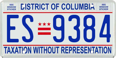 DC license plate ES9384