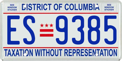 DC license plate ES9385