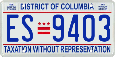 DC license plate ES9403