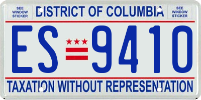 DC license plate ES9410