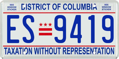 DC license plate ES9419
