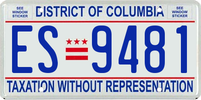 DC license plate ES9481