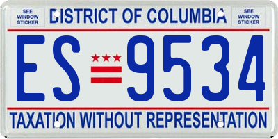 DC license plate ES9534