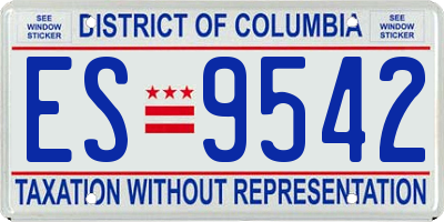 DC license plate ES9542