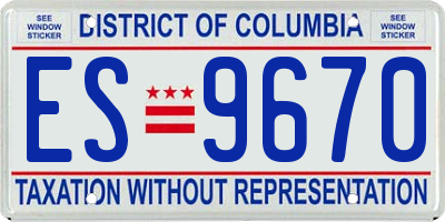 DC license plate ES9670