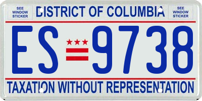 DC license plate ES9738