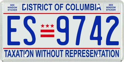 DC license plate ES9742