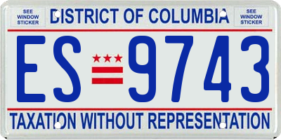 DC license plate ES9743