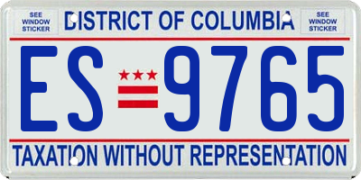 DC license plate ES9765
