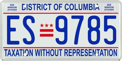 DC license plate ES9785