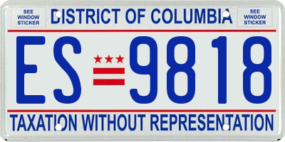 DC license plate ES9818
