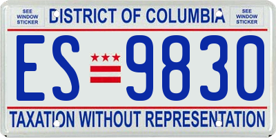 DC license plate ES9830