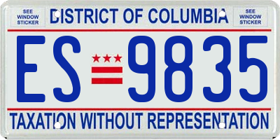 DC license plate ES9835