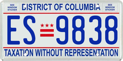 DC license plate ES9838