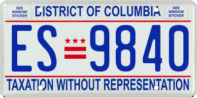 DC license plate ES9840