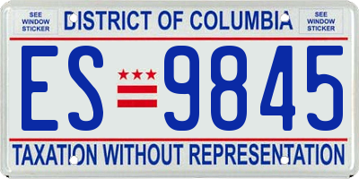 DC license plate ES9845