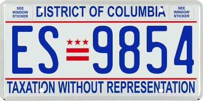 DC license plate ES9854