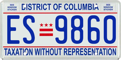 DC license plate ES9860
