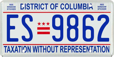 DC license plate ES9862