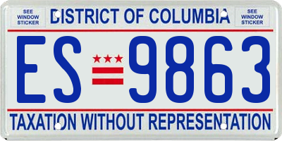 DC license plate ES9863