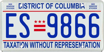 DC license plate ES9866