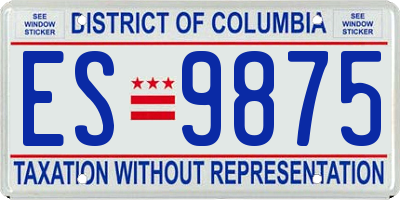 DC license plate ES9875