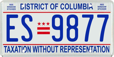 DC license plate ES9877