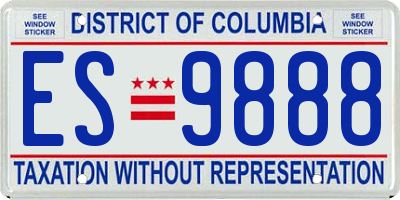 DC license plate ES9888