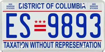 DC license plate ES9893