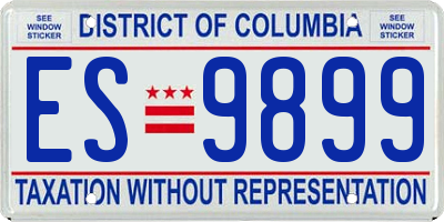 DC license plate ES9899