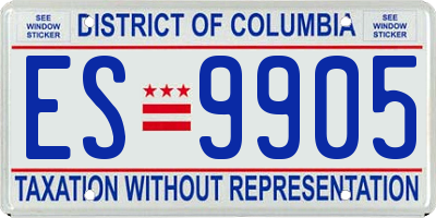 DC license plate ES9905