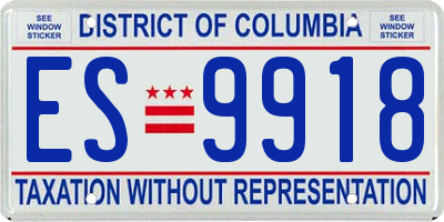 DC license plate ES9918