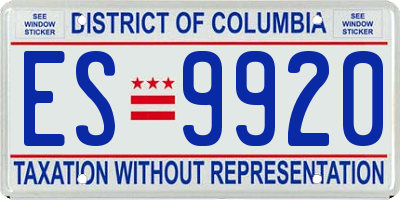 DC license plate ES9920