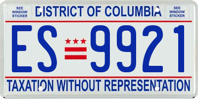 DC license plate ES9921